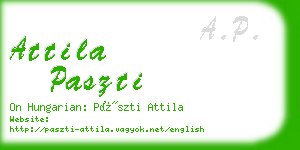 attila paszti business card